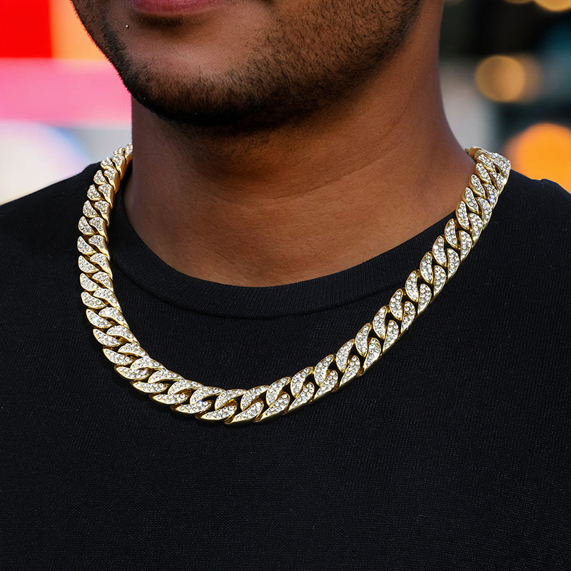 Iced 18K Gold 13mm Cuban Chain 24"