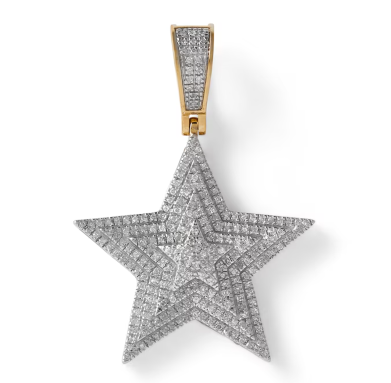 1/3 CT. T.W. Composite Diamond Star Necklace Charm in 10K Gold