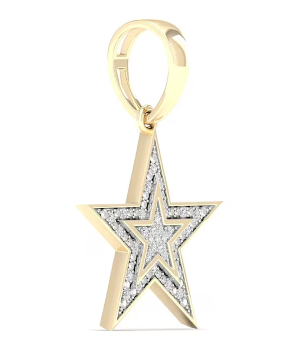 10K Solid Gold 1/4 CT. T.W. Lab-Created Diamond Large Star Necklace Charm