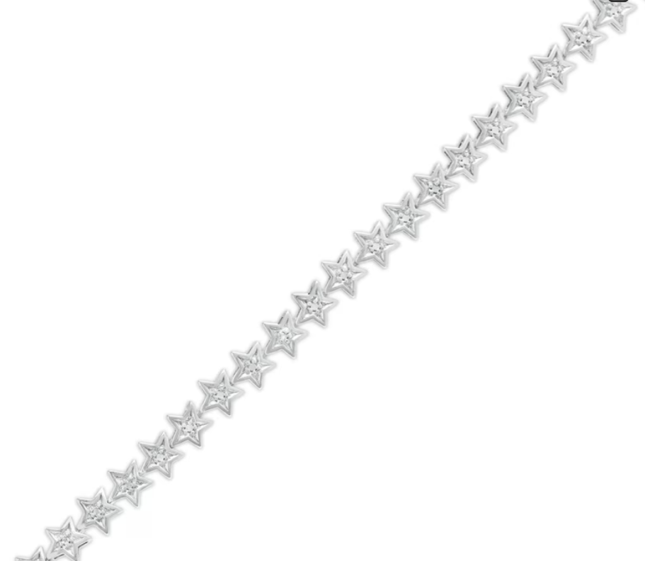 Diamond Accent Star Link Tennis Bracelet in Sterling Silver – 7.25"