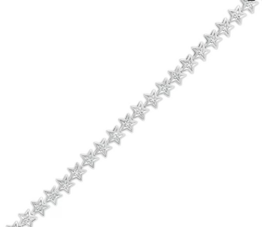 Diamond Accent Star Link Tennis Bracelet in Sterling Silver – 7.25"