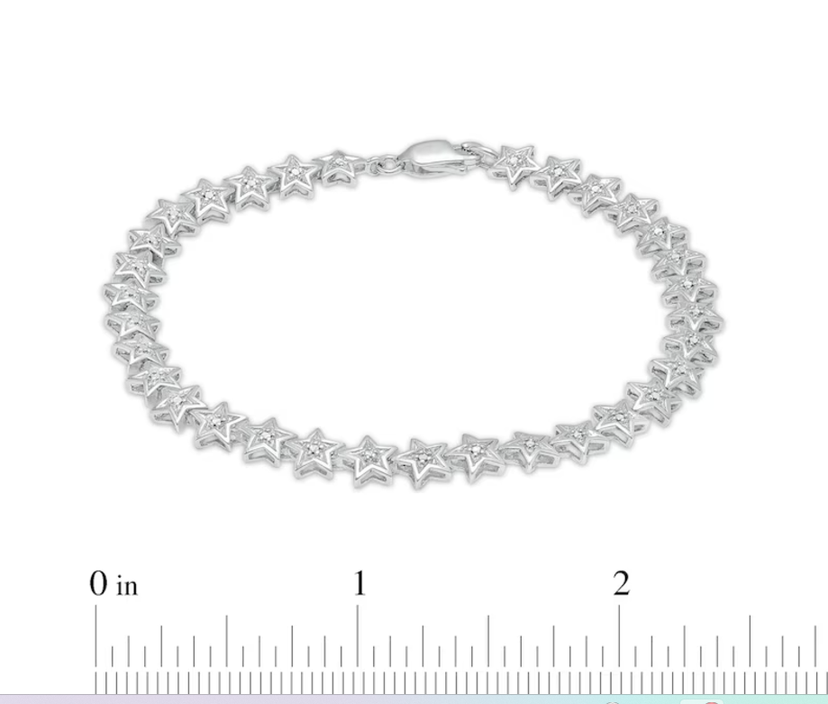 Diamond Accent Star Link Tennis Bracelet in Sterling Silver – 7.25"